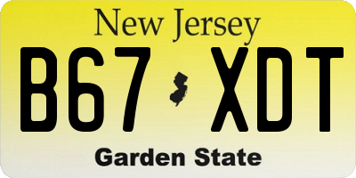 NJ license plate B67XDT