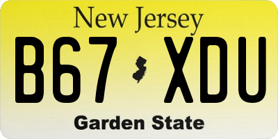 NJ license plate B67XDU