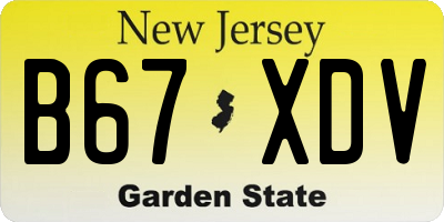 NJ license plate B67XDV