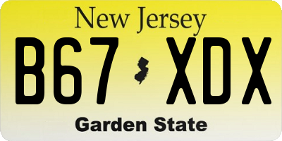 NJ license plate B67XDX
