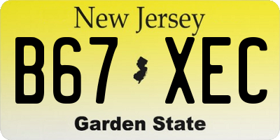 NJ license plate B67XEC