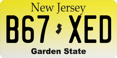 NJ license plate B67XED