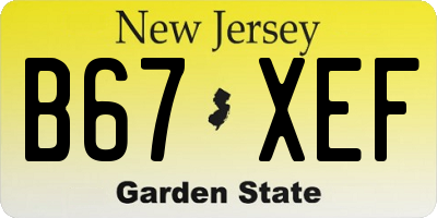 NJ license plate B67XEF