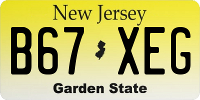NJ license plate B67XEG
