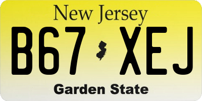 NJ license plate B67XEJ