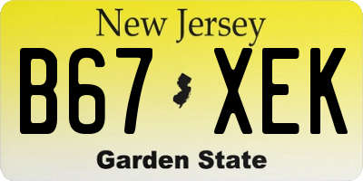 NJ license plate B67XEK