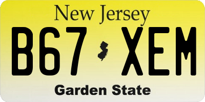 NJ license plate B67XEM