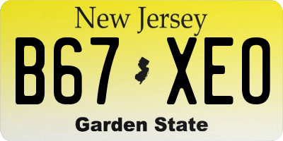NJ license plate B67XEO