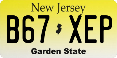 NJ license plate B67XEP