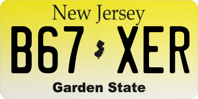 NJ license plate B67XER
