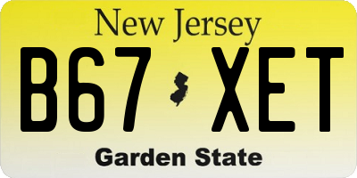NJ license plate B67XET
