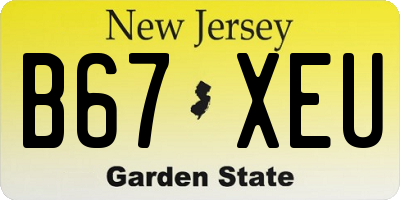 NJ license plate B67XEU