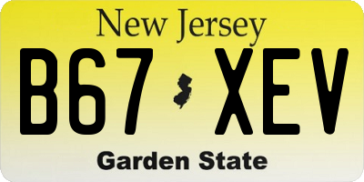 NJ license plate B67XEV