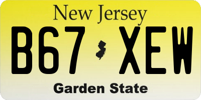 NJ license plate B67XEW