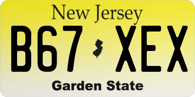 NJ license plate B67XEX