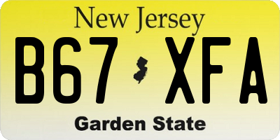 NJ license plate B67XFA