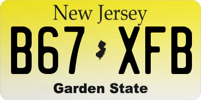 NJ license plate B67XFB
