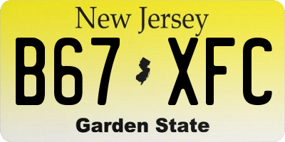 NJ license plate B67XFC