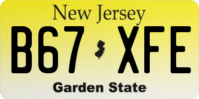 NJ license plate B67XFE