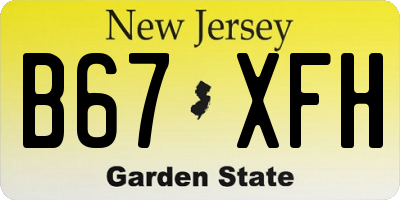 NJ license plate B67XFH