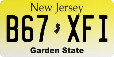 NJ license plate B67XFI