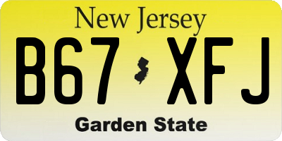 NJ license plate B67XFJ