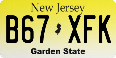NJ license plate B67XFK