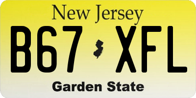 NJ license plate B67XFL