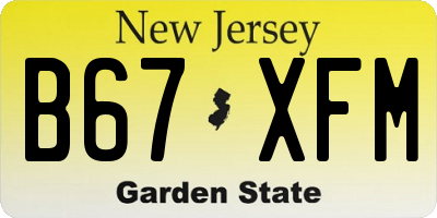 NJ license plate B67XFM