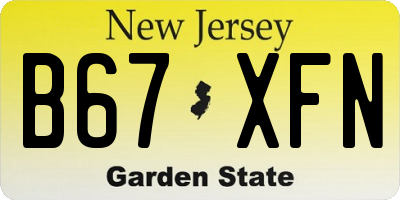 NJ license plate B67XFN