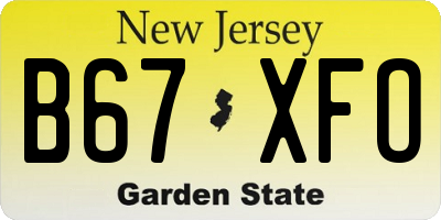 NJ license plate B67XFO
