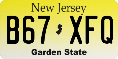 NJ license plate B67XFQ
