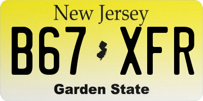 NJ license plate B67XFR