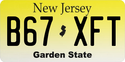 NJ license plate B67XFT