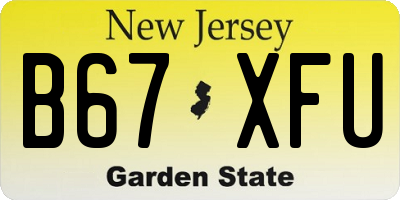 NJ license plate B67XFU