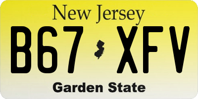 NJ license plate B67XFV