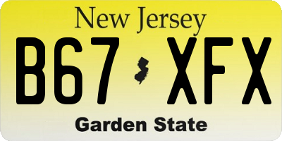 NJ license plate B67XFX
