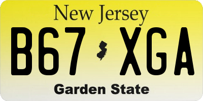 NJ license plate B67XGA