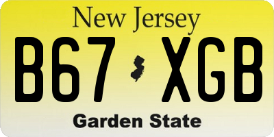 NJ license plate B67XGB