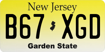 NJ license plate B67XGD
