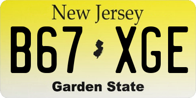 NJ license plate B67XGE
