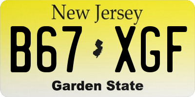 NJ license plate B67XGF