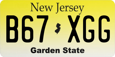 NJ license plate B67XGG