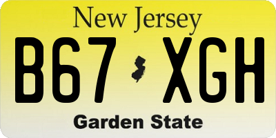 NJ license plate B67XGH