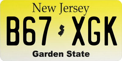 NJ license plate B67XGK