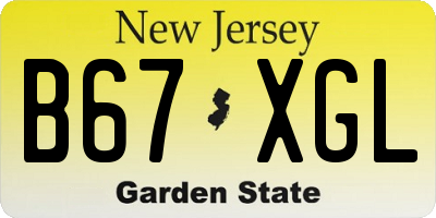 NJ license plate B67XGL