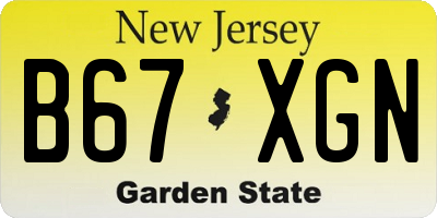 NJ license plate B67XGN