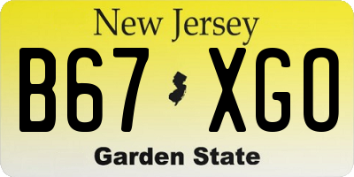 NJ license plate B67XGO