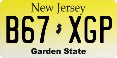 NJ license plate B67XGP
