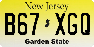 NJ license plate B67XGQ